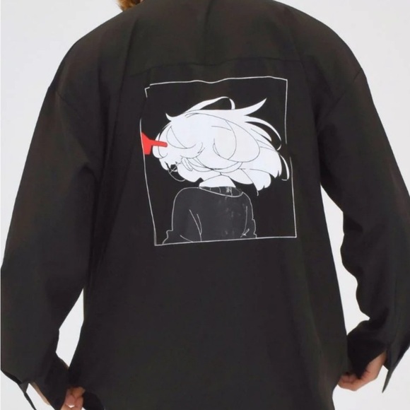 Black Shirt with Anime Back Graphic - Picture 1 of 11